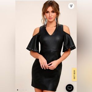 Brand NWT - Dakota Black Vegan Leather Cold Shoulder Dress- Small
